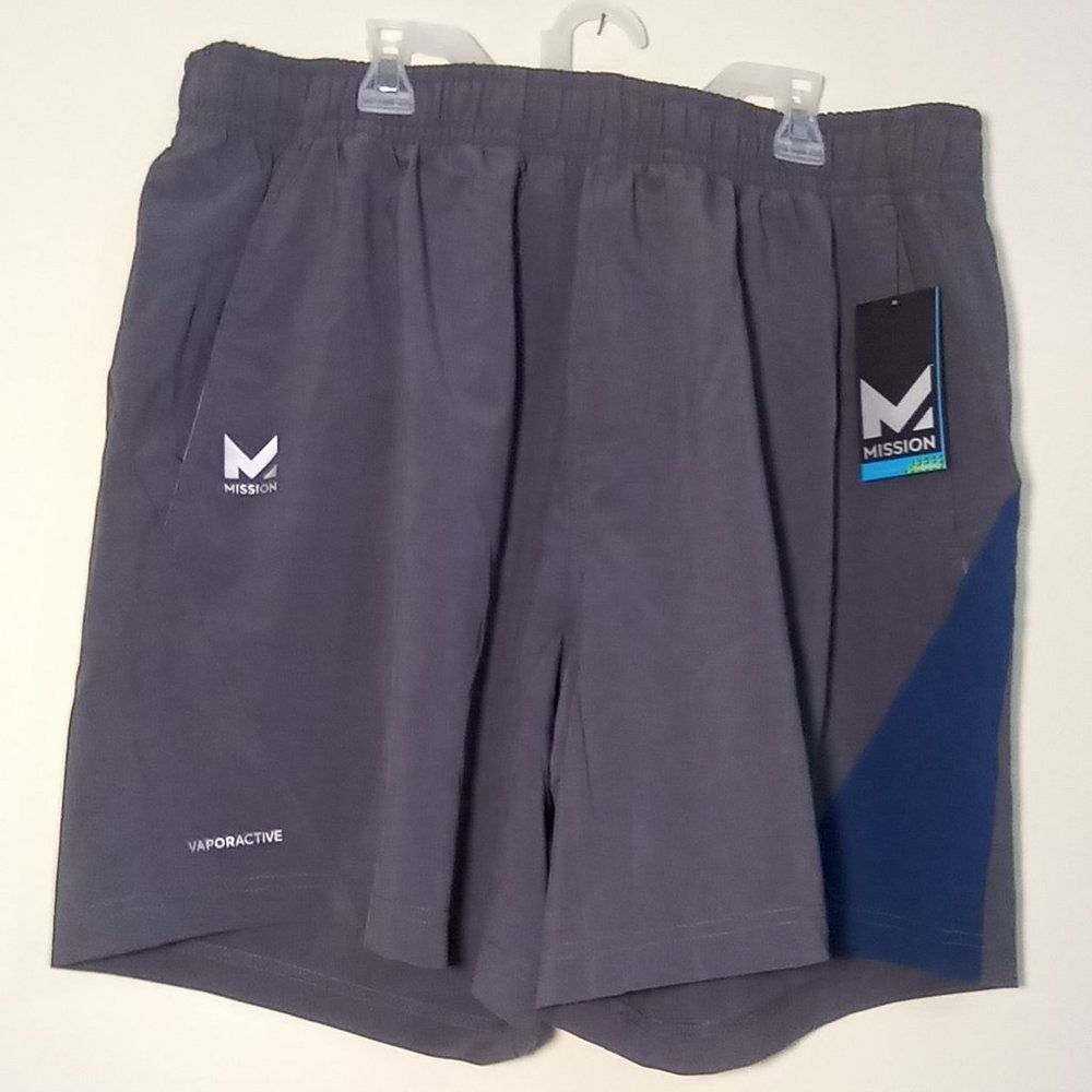 Mission Men's Fusion Shorts - XL - IRON GATE/ESTATE BLUE NEW with tags